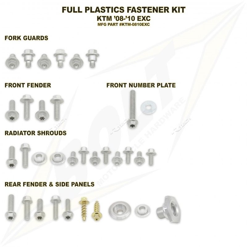 kit full plastic fastener Bolt KTm Exc 250 2008-2011