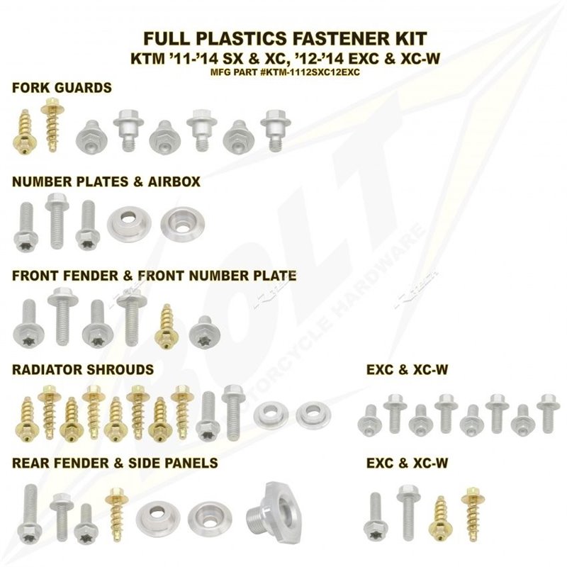 kit viti plastiche Bolt KTm SX 250 F 11-15-KTM-112SXC12EXC-Bolt