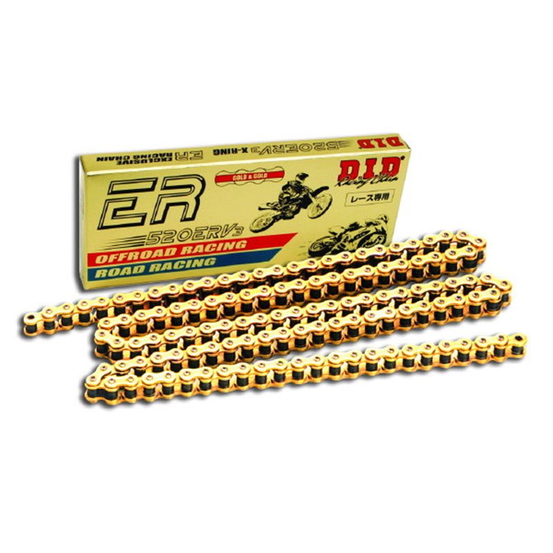 Motorcycle DID chain step 520ERV3 colour gold with rivet joint