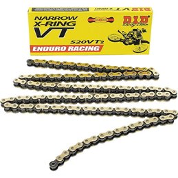 Motorcycle DID chain step 520VT2 gold and black color with
