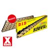 Motorcycle DID chain step 520VX3 gold and black color with