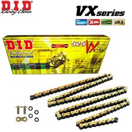 Motorcycle DID chain step 525VX gold and black color with clip