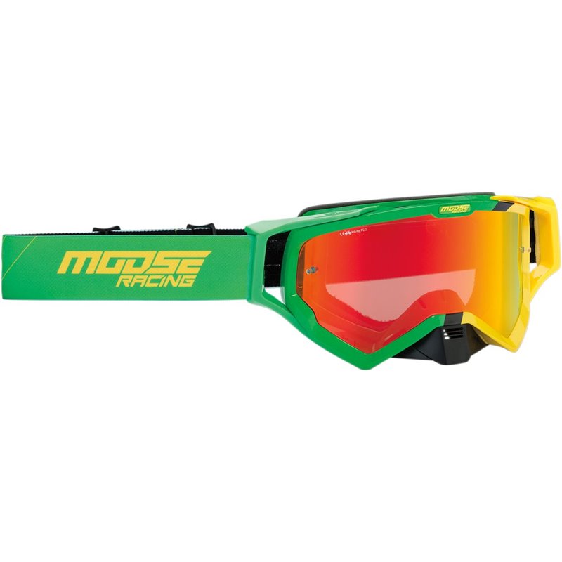 Masque de moto enduro MOOSE XCRHATCH VeRossoe / Jaune--26012348-Moose racing