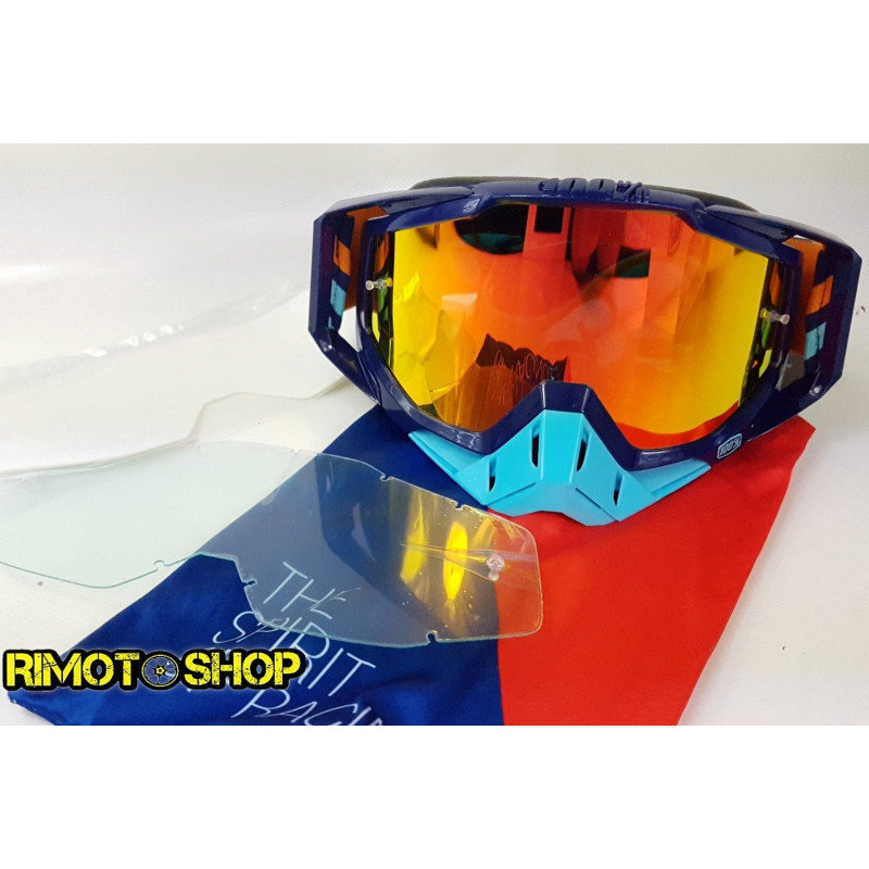 Goggle MX 100% model Racecraft CALCULUS NAVY OFFROAD red mirror lens Goggle MX 100% model Racecraft CALCULUS NAVY OFFROAD red mirror lens