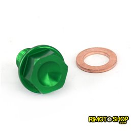 Tappo scarico olio magnetico Kawasaki KX 85 2001-2018 verde-RMT-KAW01-RiMotoShop